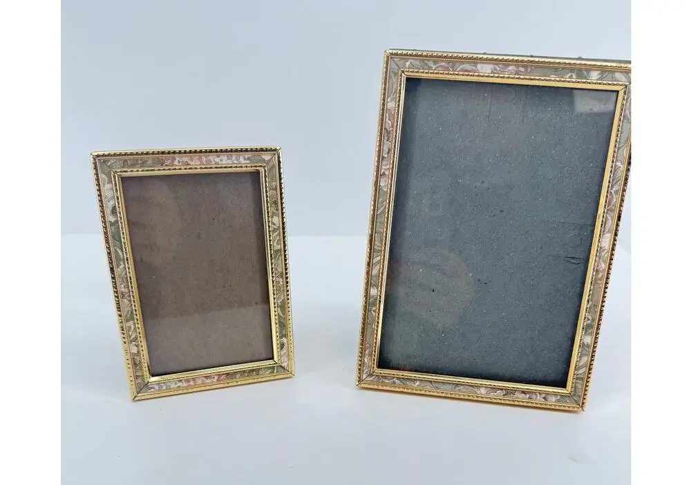 Matching Gold Floral Picture Frames 5x7 3.5x5 Tabletop Photo Frame Set Vintage